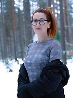 Snowy outdoor strip with pink panties