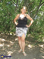 Outdoor mature flashing her big natural tits