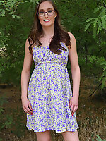 Hairy girls pics of pretty MILF flashing her assets in the fresh air